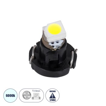 GLOBOSTAR® T3 81001 Λάμπα T3 8mm B8.5d LED 0.12W 30lm 120° DC 12V IP20 Ψυχρό Λευκό 6000K - 1 x Epistar SMD1210 Chip - Μ0.8 x Π0.8 x Υ0.7cm - 1 Χρόνο Εγγύηση GLOBOSTAR® T3 81001 Λάμπα T3 8mm B8.5d LED 0.12W 30lm 120° DC 12V IP20 Ψυχρό Λευκό 6000K - 1 x Epistar SMD1210 Chip - Μ0.8 x Π0.8 x Υ0.7cm - 1 Χρόνο Εγγύηση