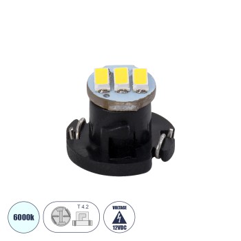 GLOBOSTAR® T4.2 81008 Λάμπα T4.2 11mm B8.5d LED 0.18W 50lm 120° DC 12V IP20 Ψυχρό Λευκό 6000K - 3 x Epistar SMD4014 Chip - Μ1.1 x Π1.1 x Υ0.8cm - 1 Χρόνο Εγγύηση GLOBOSTAR® T4.2 81008 Λάμπα T4.2 11mm B8.5d LED 0.18W 50lm 120° DC 12V IP20 Ψυχρό Λευκό 6000K - 3 x Epistar SMD4014 Chip - Μ1.1 x Π1.1 x Υ0.8cm - 1 Χρόνο Εγγύηση