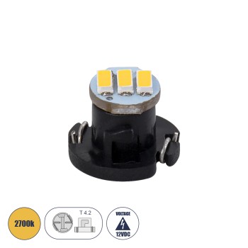 GloboStar® T4.2 81009 Λάμπα Αυτοκινήτου LED 3xSMD4014 0.6W 120lm 120° DC 12-16V  IP20 Μ1 x Π1 x Υ0.8cm Θερμό Λευκό 3000K GloboStar® T4.2 81009 Λάμπα Αυτοκινήτου LED 3xSMD4014 0.6W 120lm 120° DC 12-16V  IP20 Μ1 x Π1 x Υ0.8cm Θερμό Λευκό 3000K