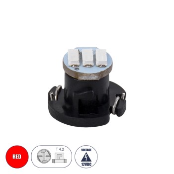 GloboStar® T4.2 81010 Λάμπα Αυτοκινήτου LED 3xSMD4014 0.6W 120lm 120° DC 12-16V  IP20 Μ1 x Π1 x Υ0.8cm Κόκκινο GloboStar® T4.2 81010 Λάμπα Αυτοκινήτου LED 3xSMD4014 0.6W 120lm 120° DC 12-16V  IP20 Μ1 x Π1 x Υ0.8cm Κόκκινο