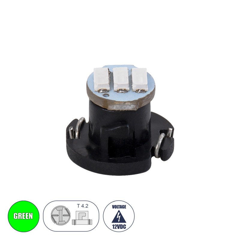 GloboStar® T4.2 81011 Λάμπα Αυτοκινήτου LED 3xSMD4014 0.6W 120lm 120° DC 12-16V  IP20 Μ1 x Π1 x Υ0.8cm Πράσινο GloboStar® T4.2 81011 Λάμπα Αυτοκινήτου LED 3xSMD4014 0.6W 120lm 120° DC 12-16V  IP20 Μ1 x Π1 x Υ0.8cm Πράσινο