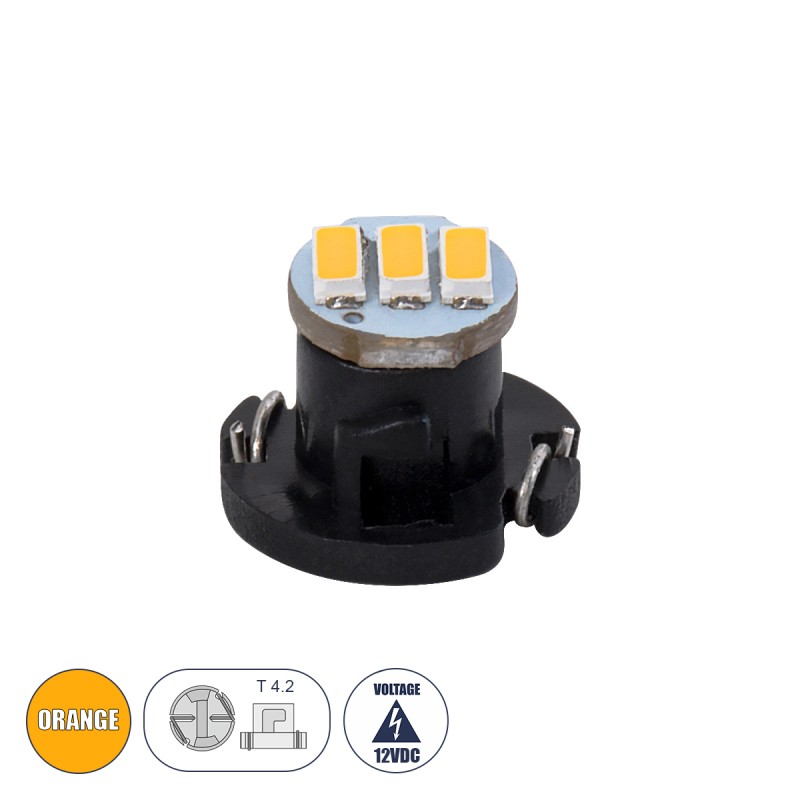 GloboStar® T4.2 81013 Λάμπα Αυτοκινήτου LED 3xSMD4014 0.6W 120lm 120° DC 12-16V  IP20 Μ1 x Π1 x Υ0.8cm Πορτοκαλί GloboStar® T4.2 81013 Λάμπα Αυτοκινήτου LED 3xSMD4014 0.6W 120lm 120° DC 12-16V  IP20 Μ1 x Π1 x Υ0.8cm Πορτοκαλί