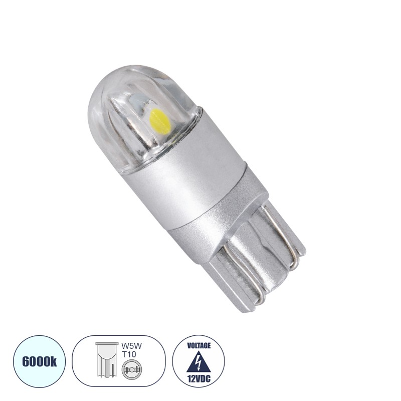 GloboStar® T10 W5W 81043 Λάμπα Αυτοκινήτου LED 2 SMD 3030 0.4W 60lm 360° DC 12-16V IP20 Φ1 x Υ2.5cm Ψυχρό Λευκό 6000K GloboStar® T10 W5W 81043 Λάμπα Αυτοκινήτου LED 2 SMD 3030 0.4W 60lm 360° DC 12-16V IP20 Φ1 x Υ2.5cm Ψυχρό Λευκό 6000K