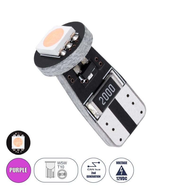 GloboStar® T10 W5W 11151 Λάμπα Αυτοκίνητου LED  2rd Generation Can-Bus Series 1xSMD5050 1.5W 120lm 120° DC 12-16V IP20 Φ1 x H2.2cm Ροζ GloboStar® T10 W5W 11151 Λάμπα Αυτοκίνητου LED  2rd Generation Can-Bus Series 1xSMD5050 1.5W 120lm 120° DC 12-16V IP20 Φ1 x H2.2cm Ροζ