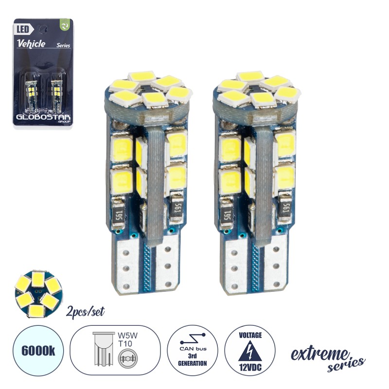 GLOBOSTAR® W5W-T10 81103-B Λάμπα W5W T10 CANbus LED 3.2W/6.4W 432lm/864lm 360° DC 12V IP20 Ψυχρό Λευκό 6000K - 24 x Epistar SMD2835 Chip - Μ1.1 x Π1.1 x Υ2.8cm - Πακέτο Blister 2 Τεμαχίων - 1 Χρόνο Εγγύηση GLOBOSTAR® W5W-T10 81103-B Λάμπα W5W T10 CANbus LED 3.2W/6.4W 432lm/864lm 360° DC 12V IP20 Ψυχρό Λευκό 6000K - 24 x Epistar SMD2835 Chip - Μ1.1 x Π1.1 x Υ2.8cm - Πακέτο Blister 2 Τεμαχίων - 1 Χρόνο Εγγύηση