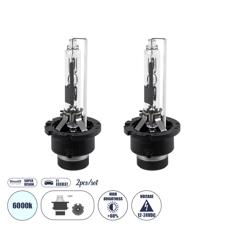 GLOBOSTAR® HID 84033 Λάμπα Xenon D2R Super Vision Υψηλής Φωτεινότητας +60% CANbus E1 ECER37 55W/110W 5000lmΨυχρό Λευκό 6000K - Μ3.2 x Π3.2 x Υ7.5cm - Πακέτο 2 Τεμαχίων - 2 Χρόνια Εγγύηση GLOBOSTAR® HID 84033 Λάμπα Xenon D2R Super Vision Υψηλής Φωτεινότητας +60% CANbus E1 ECER37 55W/110W 5000lmΨυχρό Λευκό 6000K - Μ3.2 x Π3.2 x Υ7.5cm - Πακέτο 2 Τεμαχίων - 2 Χρόνια Εγγύηση