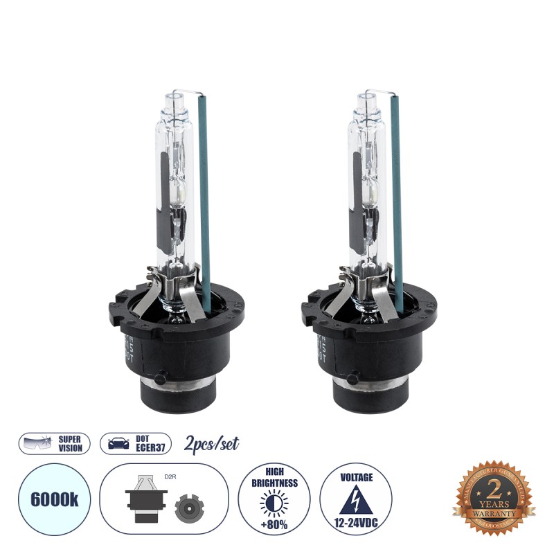 GLOBOSTAR® HID 84043 Λάμπα Xenon D2R Super Vision Υψηλής Φωτεινότητας +80% CANbus DOT ECER37 55W/110W 5000lm/10000lm 360° DC 12-24V Αδιάβροχο IP65 Ψυχρό Λευκό 6000K - Μ3.2 x Π3.2 x Υ7.5cm - Πακέτο 2 Τεμαχίων - 2 Χρόνια Εγγύηση GLOBOSTAR® HID 84043 Λάμπα Xenon D2R Super Vision Υψηλής Φωτεινότητας +80% CANbus DOT ECER37 55W/110W 5000lm/10000lm 360° DC 12-24V Αδιάβροχο IP65 Ψυχρό Λευκό 6000K - Μ3.2 x Π3.2 x Υ7.5cm - Πακέτο 2 Τεμαχίων - 2 Χρόνια Εγγύηση