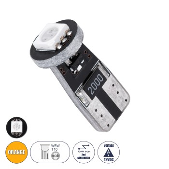 GloboStar® T10 W5W 95650 Λάμπα Αυτοκίνητου LED  2rd Generation Can-Bus Series 1xSMD5050 1.5W 120lm 120° DC 12-16V IP20 Φ1 x H2.2cm Πορτοκαλί GloboStar® T10 W5W 95650 Λάμπα Αυτοκίνητου LED  2rd Generation Can-Bus Series 1xSMD5050 1.5W 120lm 120° DC 12-16V IP20 Φ1 x H2.2cm Πορτοκαλί