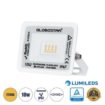 GLOBOSTAR® ATLAS 61406 Προβολέας LED 10W 1150lm 120° AC 220-240V Αδιάβροχο IP67 Θερμό Λευκό 2700K - Lumileds SMD Chip - TÜV Rheinland Certified - Λευκό Ματ - Μ10 x Π2 x Υ8cm - 5 Χρόνια Εγγύηση GLOBOSTAR® ATLAS 61406 Προβολέας LED 10W 1150lm 120° AC 220-240V Αδιάβροχο IP67 Θερμό Λευκό 2700K - Lumileds SMD Chip - TÜV Rheinland Certified - Λευκό Ματ - Μ10 x Π2 x Υ8cm - 5 Χρόνια Εγγύηση