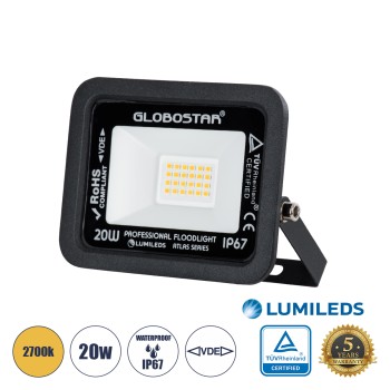 GLOBOSTAR® ATLAS 61412 Προβολέας LED 20W 2300lm 120° AC 220-240V Αδιάβροχο IP67 Θερμό Λευκό Ματ 2700K - Lumileds SMD Chip - TÜV Rheinland Certified - Μαύρο Ματ - Μ12 x Π2.5 x Υ9.5cm - 5 Χρόνια Εγγύηση GLOBOSTAR® ATLAS 61412 Προβολέας LED 20W 2300lm 120° AC 220-240V Αδιάβροχο IP67 Θερμό Λευκό Ματ 2700K - Lumileds SMD Chip - TÜV Rheinland Certified - Μαύρο Ματ - Μ12 x Π2.5 x Υ9.5cm - 5 Χρόνια Εγγύηση