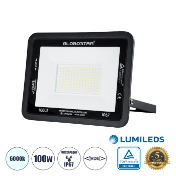 GLOBOSTAR® ATLAS 61425 Προβολέας LED 100W 12500lm 120° AC 220-240V Αδιάβροχο IP67 Ψυχρό Λευκό 6000K - Lumileds SMD Chip - TÜV Rheinland Certified - Μαύρο Ματ - Μ27 x Π4 x Υ21cm - 5 Χρόνια Εγγύηση GLOBOSTAR® ATLAS 61425 Προβολέας LED 100W 12500lm 120° AC 220-240V Αδιάβροχο IP67 Ψυχρό Λευκό 6000K - Lumileds SMD Chip - TÜV Rheinland Certified - Μαύρο Ματ - Μ27 x Π4 x Υ21cm - 5 Χρόνια Εγγύηση