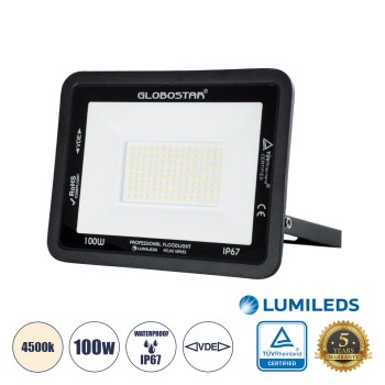 GLOBOSTAR® ATLAS 61426 Προβολέας LED 100W 12000lm 120° AC 220-240V Αδιάβροχο IP67 Φυσικό Λευκό 4500K - Lumileds SMD Chip - TÜV Rheinland Certified - Μαύρο Ματ - Μ27 x Π4 x Υ21cm - 5 Χρόνια Εγγύηση GLOBOSTAR® ATLAS 61426 Προβολέας LED 100W 12000lm 120° AC 220-240V Αδιάβροχο IP67 Φυσικό Λευκό 4500K - Lumileds SMD Chip - TÜV Rheinland Certified - Μαύρο Ματ - Μ27 x Π4 x Υ21cm - 5 Χρόνια Εγγύηση