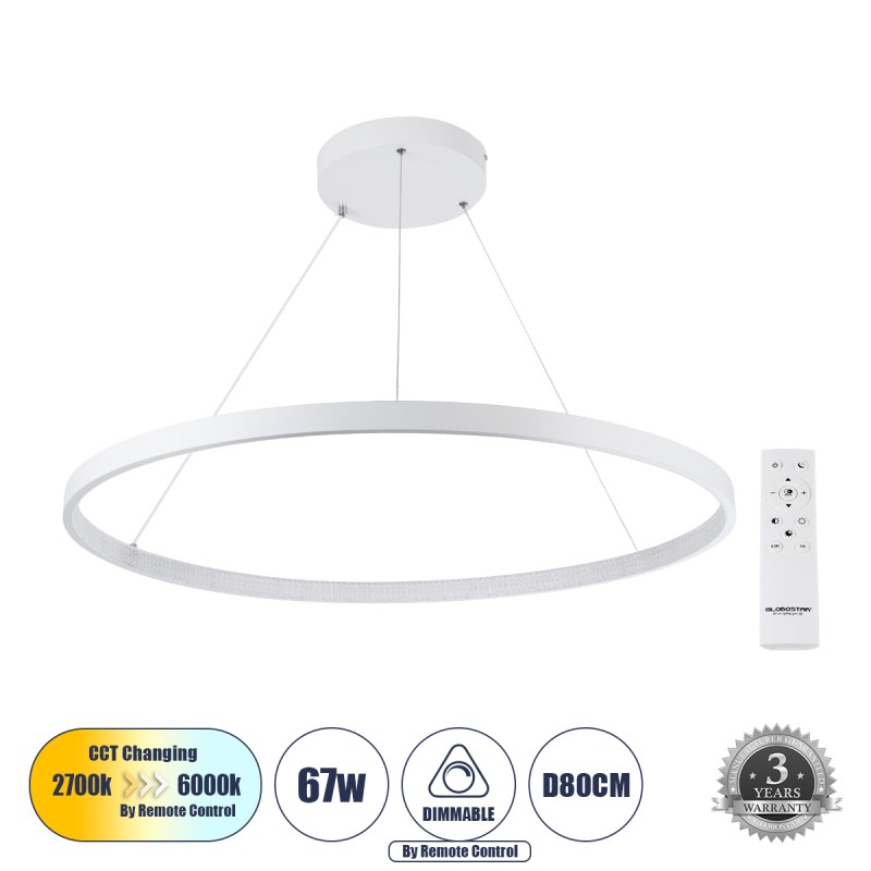 GLOBOSTAR® DIAMOND 61521 Μοντέρνο Κρεμαστό Φωτιστικό Οροφής LED 67W 7504lm 360° AC 220-240V IP20 Ρυθμιζόμενο Λευκό CCT με Χειριστήριο από 2700K έως 6000K Dimmable - Lumileds SMD Chip - Λευκό Ματ - Μ80 x Π80 x Υ110cm - 3 Χρόνια Εγγύηση GLOBOSTAR® DIAMOND 61521 Μοντέρνο Κρεμαστό Φωτιστικό Οροφής LED 67W 7504lm 360° AC 220-240V IP20 Ρυθμιζόμενο Λευκό CCT με Χειριστήριο από 2700K έως 6000K Dimmable - Lumileds SMD Chip - Λευκό Ματ - Μ80 x Π80 x Υ110cm - 3 Χρόνια Εγγύηση