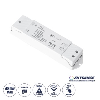 GLOBOSTAR® SKYDANCE-V1-L 71568 DC RF 2.4Ghz & Push Dimmer / Controller με 1 x 15A 480W Κανάλι DC 12-48V 15A 480W Max IP20 - RF 2.4Ghz & Push Dimming - Μ17.5 x Π4.5 x Υ2.5cm - 5 Χρόνια Εγγύηση GLOBOSTAR® SKYDANCE-V1-L 71568 DC RF 2.4Ghz & Push Dimmer / Controller με 1 x 15A 480W Κανάλι DC 12-48V 15A 480W Max IP20 - RF 2.4Ghz & Push Dimming - Μ17.5 x Π4.5 x Υ2.5cm - 5 Χρόνια Εγγύηση