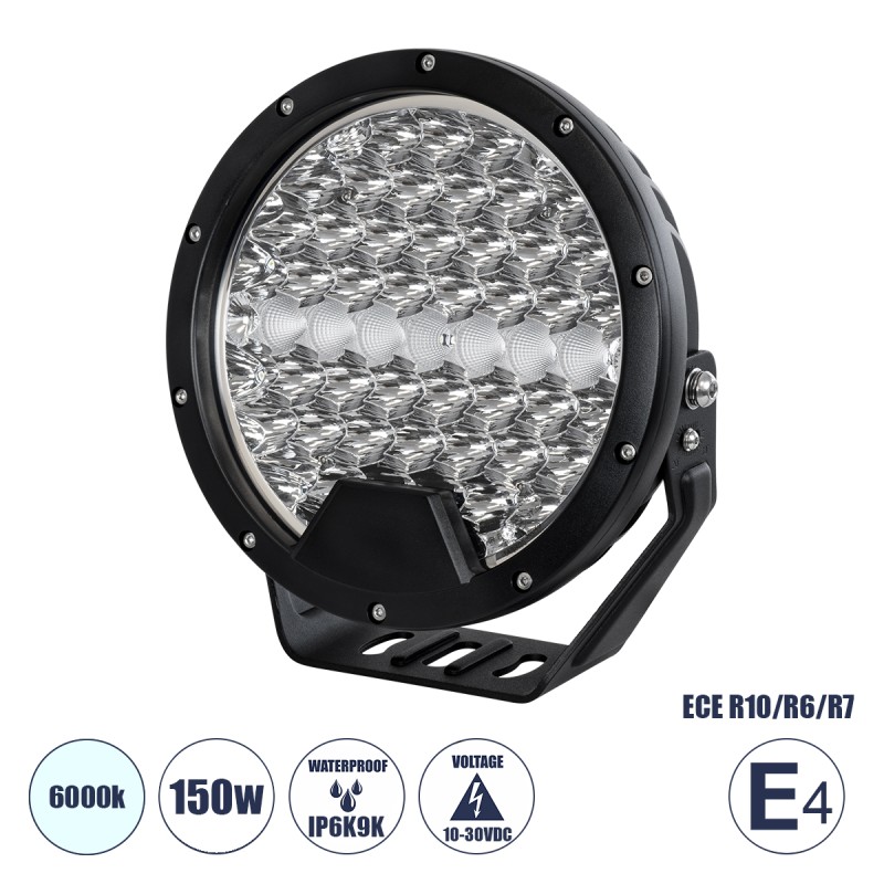 GloboStar® 85337 E4 Mark Vehicle & JEEP Work Lights - Φώτα Εργασίας για Οχήματα και JEEP LED High Power 150W DC 10-30V Αδιάβροχo IP6K9K Ψυχρό Λευκό 6000K M22 x Π7 x Υ23.5cm GloboStar® 85337 E4 Mark Vehicle & JEEP Work Lights - Φώτα Εργασίας για Οχήματα και JEEP LED High Power 150W DC 10-30V Αδιάβροχo IP6K9K Ψυχρό Λευκό 6000K M22 x Π7 x Υ23.5cm