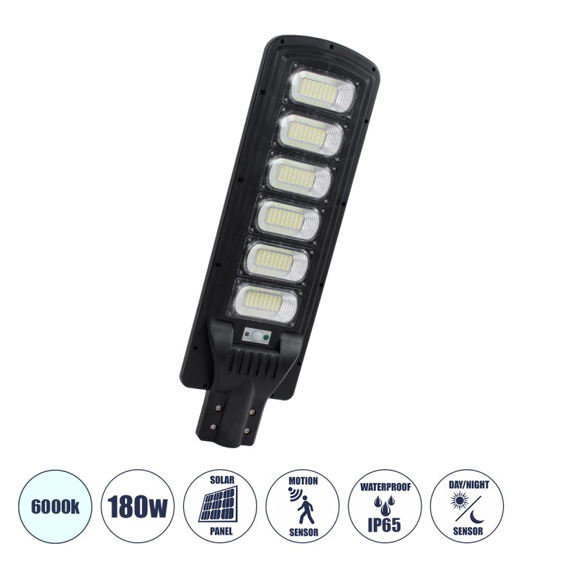 GloboStar® STREETA 85346 Professional LED Solar Street Light Αυτόνομο Ηλιακό Φωτιστικό Δρόμου 180W 1800lm 288 x LED SMD 5730 με Ενσωματωμένο Φωτοβολταϊκό Panel 6V 20W & Επαναφορτιζόμενη Μπαταρία Li-ion 3.2V 30000mAh με Αισθητήρα Ημέρας-Νύχτας & PI GloboStar® STREETA 85346 Professional LED Solar Street Light Αυτόνομο Ηλιακό Φωτιστικό Δρόμου 180W 1800lm 288 x LED SMD 5730 με Ενσωματωμένο Φωτοβολταϊκό Panel 6V 20W & Επαναφορτιζόμενη Μπαταρία Li-ion 3.2V 30000mAh με Αισθητήρα Ημέρας-Νύχτας & PI