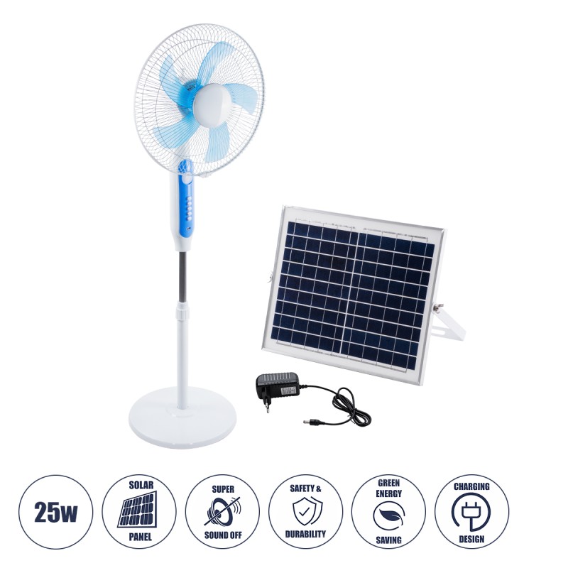 GloboStar® SOLARA-FAN 85355 Solar Fan Αυτόνομος Ηλιακός Επιδαπέδιος Ανεμιστήρας 25W 2 Λειτουργιών Ρεύματος με AC 220-240V ή με Φωτοβολταϊκό Panel 9V 12W & Επαναφορτιζόμενη Μπαταρία Li-ion 7.4V 4400mAh - 3 Ταχύτητες - Ενσωματωμένο USB 2.0 Charger Συσκε GloboStar® SOLARA-FAN 85355 Solar Fan Αυτόνομος Ηλιακός Επιδαπέδιος Ανεμιστήρας 25W 2 Λειτουργιών Ρεύματος με AC 220-240V ή με Φωτοβολταϊκό Panel 9V 12W & Επαναφορτιζόμενη Μπαταρία Li-ion 7.4V 4400mAh - 3 Ταχύτητες - Ενσωματωμένο USB 2.0 Charger Συσκε