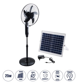 GloboStar® SOLARA-FAN 85356 Solar Fan Αυτόνομος Ηλιακός Επιδαπέδιος Ανεμιστήρας 25W 2 Λειτουργιών Ρεύματος με AC 220-240V ή με Φωτοβολταϊκό Panel 9V 12W & Επαναφορτιζόμενη Μπαταρία Li-ion 7.4V 4400mAh - 3 Ταχύτητες - Ενσωματωμένο USB 2.0 Charger Συσκε GloboStar® SOLARA-FAN 85356 Solar Fan Αυτόνομος Ηλιακός Επιδαπέδιος Ανεμιστήρας 25W 2 Λειτουργιών Ρεύματος με AC 220-240V ή με Φωτοβολταϊκό Panel 9V 12W & Επαναφορτιζόμενη Μπαταρία Li-ion 7.4V 4400mAh - 3 Ταχύτητες - Ενσωματωμένο USB 2.0 Charger Συσκε
