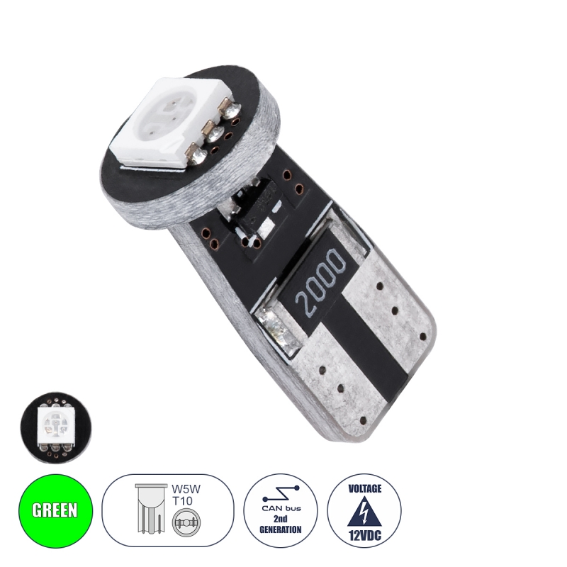 GloboStar® T10 W5W 81083 Λάμπα Αυτοκίνητου LED  2rd Generation Can-Bus Series 1xSMD5050 1.5W 120lm 120° DC 12-16V IP20 Φ1 x H2.2cm Πράσινο GloboStar® T10 W5W 81083 Λάμπα Αυτοκίνητου LED  2rd Generation Can-Bus Series 1xSMD5050 1.5W 120lm 120° DC 12-16V IP20 Φ1 x H2.2cm Πράσινο