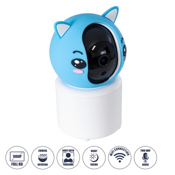 GloboStar® 86079 Επιτραπέζια Κάμερα WiFi HD 1080P 350° Διπλή Κατέυθυνση Ομιλίας & Ανιχνευτή Κίνησης - Απομακρυσμένος Έλεγχος Body Auto Tracking IP20 - Γαλάζιο Λευκό - Φ8 x Υ13cm - 2 Χρόνια Εγγύηση GloboStar® 86079 Επιτραπέζια Κάμερα WiFi HD 1080P 350° Διπλή Κατέυθυνση Ομιλίας & Ανιχνευτή Κίνησης - Απομακρυσμένος Έλεγχος Body Auto Tracking IP20 - Γαλάζιο Λευκό - Φ8 x Υ13cm - 2 Χρόνια Εγγύηση