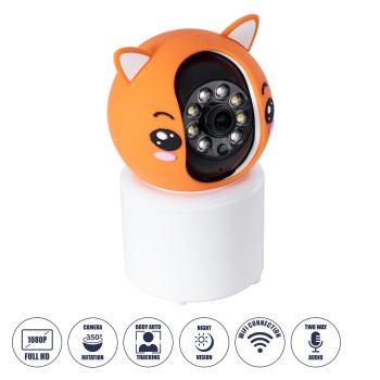 GloboStar® 86081 Επιτραπέζια Κάμερα WiFi HD 1080P 350° Διπλή Κατέυθυνση Ομιλίας & Ανιχνευτή Κίνησης - Απομακρυσμένος Έλεγχος Body Auto Tracking IP20 - Πορτοκαλί Λευκό - Φ8 x Υ13cm - 2 Χρόνια Εγγύηση GloboStar® 86081 Επιτραπέζια Κάμερα WiFi HD 1080P 350° Διπλή Κατέυθυνση Ομιλίας & Ανιχνευτή Κίνησης - Απομακρυσμένος Έλεγχος Body Auto Tracking IP20 - Πορτοκαλί Λευκό - Φ8 x Υ13cm - 2 Χρόνια Εγγύηση