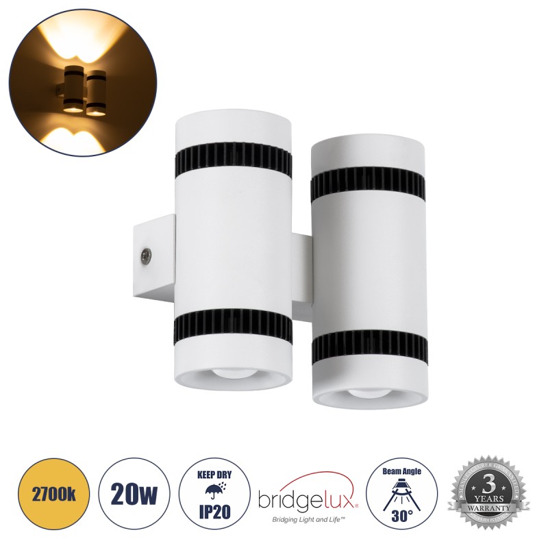 GLOBOSTAR® CANNONAL 60578 Μοντέρνο Φωτιστικό Τοίχου - Απλίκα LED 20W 2300lm 30° AC 220-240V IP20 Θερμό Λευκό 2700K - Bridgelux COB Chip & TÜV SÜD Driver - Μαύρο Ματ & Λευκό Ματ - Μ12 x Π6.5 x Υ11cm - 3 Χρόνια Εγγύηση GLOBOSTAR® CANNONAL 60578 Μοντέρνο Φωτιστικό Τοίχου - Απλίκα LED 20W 2300lm 30° AC 220-240V IP20 Θερμό Λευκό 2700K - Bridgelux COB Chip & TÜV SÜD Driver - Μαύρο Ματ & Λευκό Ματ - Μ12 x Π6.5 x Υ11cm - 3 Χρόνια Εγγύηση