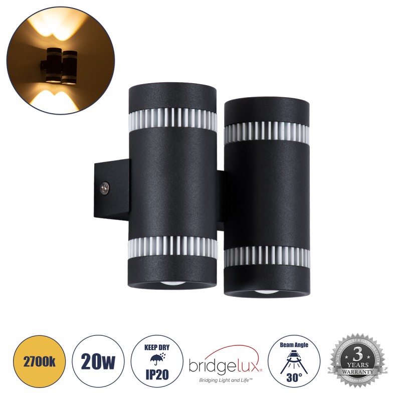 GLOBOSTAR® CANNONAL 60580 Μοντέρνο Φωτιστικό Τοίχου - Απλίκα LED 20W 2300lm 30° AC 220-240V IP20 Θερμό Λευκό 2700K - Bridgelux COB Chip & TÜV SÜD Driver - Μαύρο Ματ & Λευκό Ματ - Μ12 x Π6.5 x Υ11cm - 3 Χρόνια Εγγύηση GLOBOSTAR® CANNONAL 60580 Μοντέρνο Φωτιστικό Τοίχου - Απλίκα LED 20W 2300lm 30° AC 220-240V IP20 Θερμό Λευκό 2700K - Bridgelux COB Chip & TÜV SÜD Driver - Μαύρο Ματ & Λευκό Ματ - Μ12 x Π6.5 x Υ11cm - 3 Χρόνια Εγγύηση