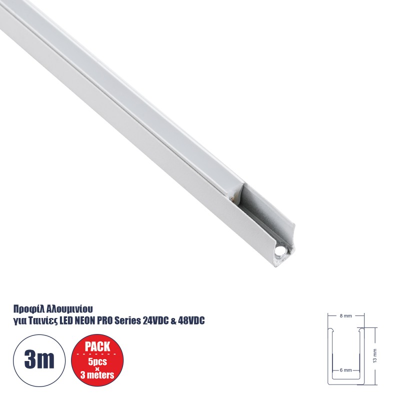 kelvo® NEONPRO 61530-3M Βάση Στήριξης Ειδική για Neon Flex IP20 - Λευκό Ματ - Μ300 x Π0.8 x Υ1.3cm -  - Πακέτο 5 Τεμαχίων kelvo® NEONPRO 61530-3M Βάση Στήριξης Ειδική για Neon Flex IP20 - Λευκό Ματ - Μ300 x Π0.8 x Υ1.3cm -  - Πακέτο 5 Τεμαχίων