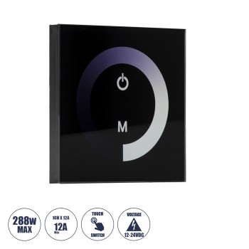 GLOBOSTAR® DIMTOUCH 73318 Dimmer Τοίχου με Touch Panel με 1 x 12A 288W Κανάλι DC 12-24V 12A 288W Max IP20 - Μ9 x Π9 x Υ3.5cm - 2 Χρόνια Εγγύηση GLOBOSTAR® DIMTOUCH 73318 Dimmer Τοίχου με Touch Panel με 1 x 12A 288W Κανάλι DC 12-24V 12A 288W Max IP20 - Μ9 x Π9 x Υ3.5cm - 2 Χρόνια Εγγύηση