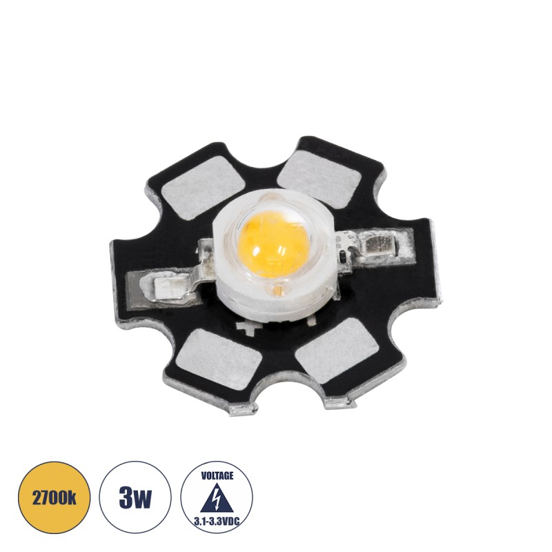 GLOBOSTAR® STARCHIP 73744 High Power Star LED 3W 240lm 90° DC 3.2V IP20 Θερμό Λευκό 2700K Dimmable - Sanan Chip - Μ2 x Π2 x Υ0.6cm - 2 Χρόνια Εγγύηση GLOBOSTAR® STARCHIP 73744 High Power Star LED 3W 240lm 90° DC 3.2V IP20 Θερμό Λευκό 2700K Dimmable - Sanan Chip - Μ2 x Π2 x Υ0.6cm - 2 Χρόνια Εγγύηση