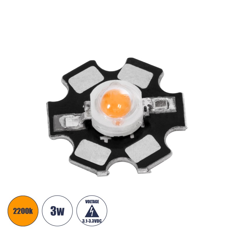 GloboStar® 73756 High Power Star LED - Υψηλής Ισχύος Star LED 3W DC 3.2V Ultra Θερμό Λευκό 2200K Φ2 x Υ0.6cm - 2 Χρόνια Εγγύηση GloboStar® 73756 High Power Star LED - Υψηλής Ισχύος Star LED 3W DC 3.2V Ultra Θερμό Λευκό 2200K Φ2 x Υ0.6cm - 2 Χρόνια Εγγύηση