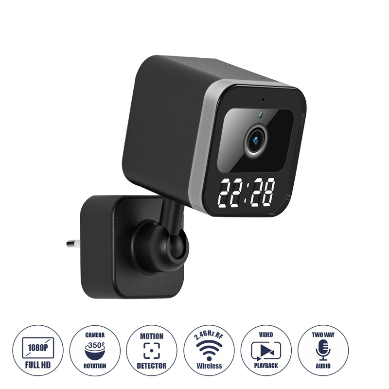 GloboStar® 86082 Επιτοίχια Κάμερα Πρίζας WiFi HD 1080P 350° Διπλή Κατέυθυνση Ομιλίας & Ανιχνευτή Κίνησης - Απομακρυσμένος Έλεγχος IP20 - Μαύρο - Μ6 x Π5.5 x Υ16cm - 2 Χρόνια Εγγύηση GloboStar® 86082 Επιτοίχια Κάμερα Πρίζας WiFi HD 1080P 350° Διπλή Κατέυθυνση Ομιλίας & Ανιχνευτή Κίνησης - Απομακρυσμένος Έλεγχος IP20 - Μαύρο - Μ6 x Π5.5 x Υ16cm - 2 Χρόνια Εγγύηση