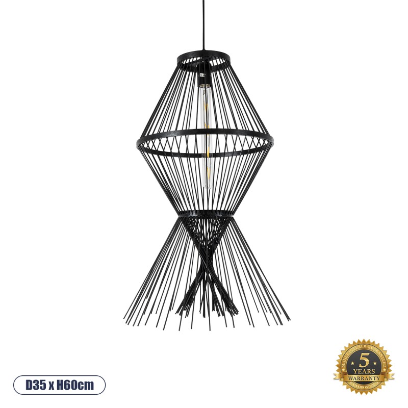GLOBOSTAR® YOSHI 01929 Boho Κρεμαστό Φωτιστικό Οροφής με Ντουί 1 x E27 AC 220-240V IP20 - Μαύρο - Μ35 x Π35 x Υ60cm GLOBOSTAR® YOSHI 01929 Boho Κρεμαστό Φωτιστικό Οροφής με Ντουί 1 x E27 AC 220-240V IP20 - Μαύρο - Μ35 x Π35 x Υ60cm
