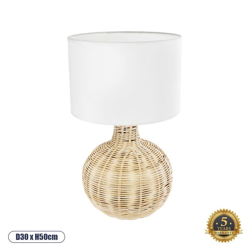 GloboStar® HASUMI 01959 Boho Επιτραπέζιο Φωτιστικό Πορτατίφ Μονόφωτο 1 x E27 IP20 Μπεζ Ξύλο με Λευκό Ύφασμα - Μ30 x Π30 x Υ50cm GloboStar® HASUMI 01959 Boho Επιτραπέζιο Φωτιστικό Πορτατίφ Μονόφωτο 1 x E27 IP20 Μπεζ Ξύλο με Λευκό Ύφασμα - Μ30 x Π30 x Υ50cm