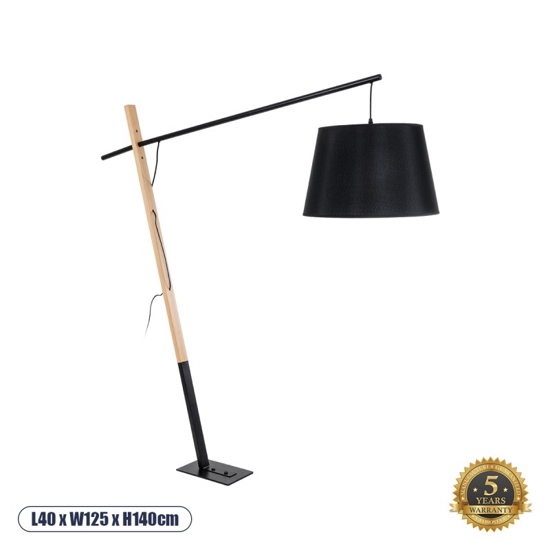 GloboStar® KELSIE 02029 Μοντέρνο Επιδαπέδιο Φωτιστικό Μονόφωτο 1 x E27 IP20 Μαύρο Μέταλλο, Μαύρο Ύφασμα με Μπεζ Ξύλο - Μ40 x Π125 x Υ140cm GloboStar® KELSIE 02029 Μοντέρνο Επιδαπέδιο Φωτιστικό Μονόφωτο 1 x E27 IP20 Μαύρο Μέταλλο, Μαύρο Ύφασμα με Μπεζ Ξύλο - Μ40 x Π125 x Υ140cm