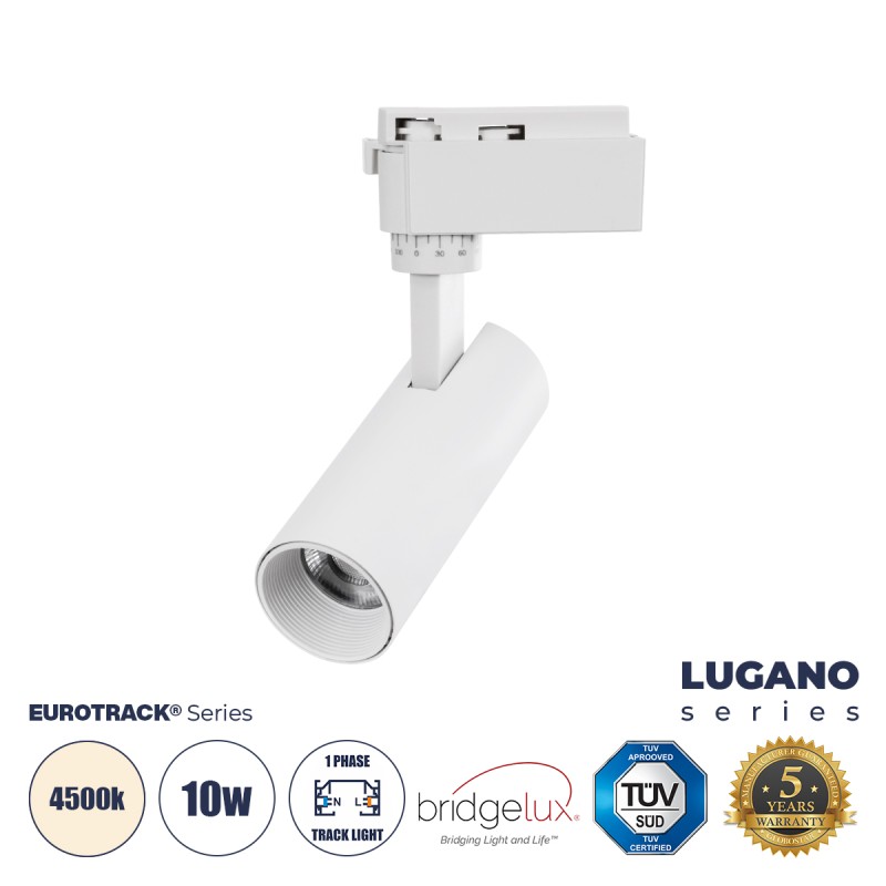 GloboStar® LUGANO 60801 Μονοφασικό Φωτιστικό Σποτ Ράγας LED 10W 1250lm 36° Acrylic HQ LENS AC 220-240V IP20 Φ4.5 x Υ19cm Φυσικό Λευκό 4500K - EUROTRACK® System 1L+1N - Λευκό - Bridgelux Chip - TÜV Certified Driver - 5 Χρόνια Εγγύηση GloboStar® LUGANO 60801 Μονοφασικό Φωτιστικό Σποτ Ράγας LED 10W 1250lm 36° Acrylic HQ LENS AC 220-240V IP20 Φ4.5 x Υ19cm Φυσικό Λευκό 4500K - EUROTRACK® System 1L+1N - Λευκό - Bridgelux Chip - TÜV Certified Driver - 5 Χρόνια Εγγύηση