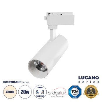 GloboStar® LUGANO 60807 Μονοφασικό Φωτιστικό Σποτ Ράγας LED 20W 2500lm 36° Acrylic HQ LENS AC 220-240V IP20 Φ6.5 x Υ22cm Φυσικό Λευκό 4500K - EUROTRACK® System 1L+1N - Λευκό - Bridgelux Chip - TÜV Certified Driver - 5 Χρόνια Εγγύηση GloboStar® LUGANO 60807 Μονοφασικό Φωτιστικό Σποτ Ράγας LED 20W 2500lm 36° Acrylic HQ LENS AC 220-240V IP20 Φ6.5 x Υ22cm Φυσικό Λευκό 4500K - EUROTRACK® System 1L+1N - Λευκό - Bridgelux Chip - TÜV Certified Driver - 5 Χρόνια Εγγύηση