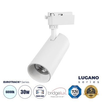 GloboStar® LUGANO 60812 Μονοφασικό Φωτιστικό Σποτ Ράγας LED 30W 3900lm 36° Acrylic HQ LENS AC 220-240V IP20 Φ7.5 x Υ22.7cm Ψυχρό Λευκό 6000K - EUROTRACK® System 1L+1N - Λευκό - Bridgelux Chip - TÜV Certified Driver - 5 Χρόνια Εγγύηση GloboStar® LUGANO 60812 Μονοφασικό Φωτιστικό Σποτ Ράγας LED 30W 3900lm 36° Acrylic HQ LENS AC 220-240V IP20 Φ7.5 x Υ22.7cm Ψυχρό Λευκό 6000K - EUROTRACK® System 1L+1N - Λευκό - Bridgelux Chip - TÜV Certified Driver - 5 Χρόνια Εγγύηση