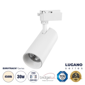 GloboStar® LUGANO 60813 Μονοφασικό Φωτιστικό Σποτ Ράγας LED 30W 3750lm 36° Acrylic HQ LENS AC 220-240V IP20 Φ7.5 x Υ22.7cm Φυσικό Λευκό 4500K - EUROTRACK® System 1L+1N - Λευκό - Bridgelux Chip - TÜV Certified Driver - 5 Χρόνια Εγγύηση GloboStar® LUGANO 60813 Μονοφασικό Φωτιστικό Σποτ Ράγας LED 30W 3750lm 36° Acrylic HQ LENS AC 220-240V IP20 Φ7.5 x Υ22.7cm Φυσικό Λευκό 4500K - EUROTRACK® System 1L+1N - Λευκό - Bridgelux Chip - TÜV Certified Driver - 5 Χρόνια Εγγύηση