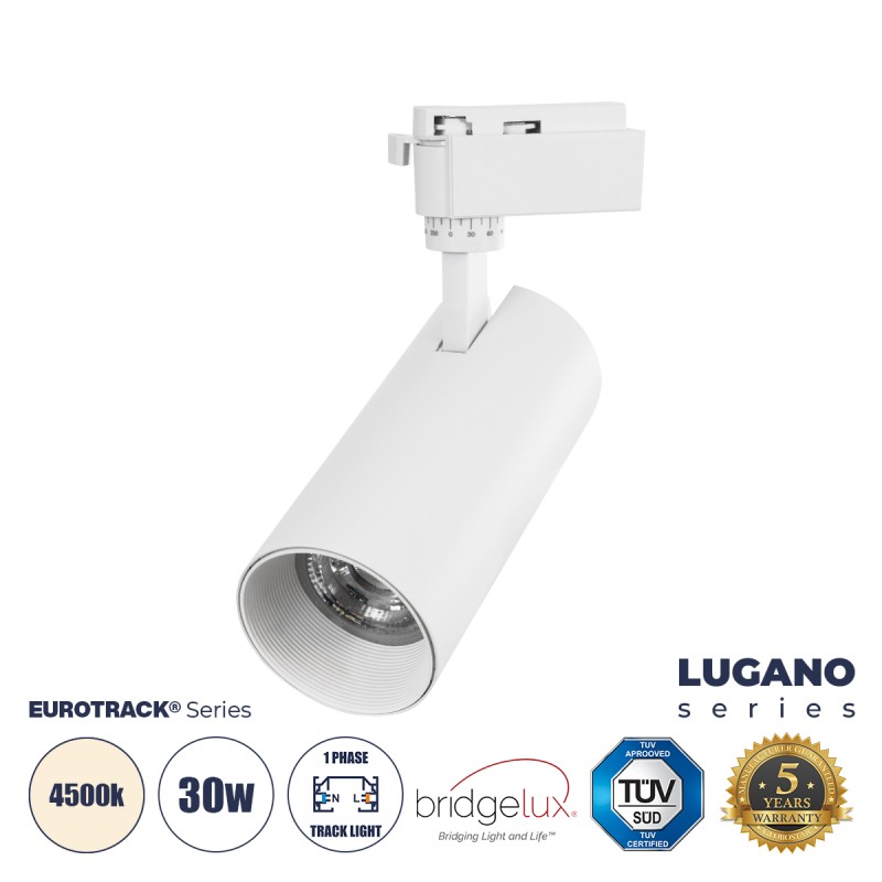 GloboStar® LUGANO 60813 Μονοφασικό Φωτιστικό Σποτ Ράγας LED 30W 3750lm 36° Acrylic HQ LENS AC 220-240V IP20 Φ7.5 x Υ22.7cm Φυσικό Λευκό 4500K - EUROTRACK® System 1L+1N - Λευκό - Bridgelux Chip - TÜV Certified Driver - 5 Χρόνια Εγγύηση GloboStar® LUGANO 60813 Μονοφασικό Φωτιστικό Σποτ Ράγας LED 30W 3750lm 36° Acrylic HQ LENS AC 220-240V IP20 Φ7.5 x Υ22.7cm Φυσικό Λευκό 4500K - EUROTRACK® System 1L+1N - Λευκό - Bridgelux Chip - TÜV Certified Driver - 5 Χρόνια Εγγύηση