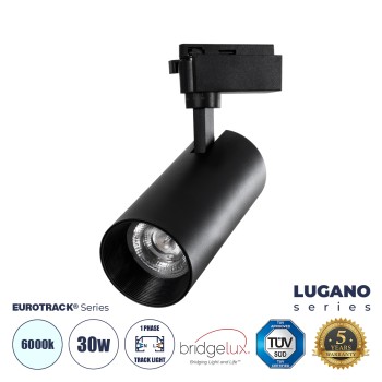 GloboStar® LUGANO 60815 Μονοφασικό Φωτιστικό Σποτ Ράγας LED 30W 3900lm 36° Acrylic HQ LENS AC 220-240V IP20 Φ7.5 x Υ22.7cm Ψυχρό Λευκό 6000K - EUROTRACK® System 1L+1N - Μαύρο - Bridgelux Chip - TÜV Certified Driver - 5 Χρόνια Εγγύηση GloboStar® LUGANO 60815 Μονοφασικό Φωτιστικό Σποτ Ράγας LED 30W 3900lm 36° Acrylic HQ LENS AC 220-240V IP20 Φ7.5 x Υ22.7cm Ψυχρό Λευκό 6000K - EUROTRACK® System 1L+1N - Μαύρο - Bridgelux Chip - TÜV Certified Driver - 5 Χρόνια Εγγύηση