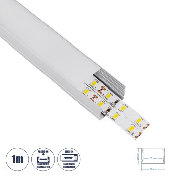 GloboStar® SURFACE-PROFILE 70824-1M Προφίλ Αλουμινίου - Βάση & Ψύκτρα Ταινίας LED με Λευκό Γαλακτερό Κάλυμμα - Επιφανειακή Χρήση - Πατητό Κάλυμμα - Ασημί - 1 Μέτρο - Μ100 x Π3 x Υ2cm GloboStar® SURFACE-PROFILE 70824-1M Προφίλ Αλουμινίου - Βάση & Ψύκτρα Ταινίας LED με Λευκό Γαλακτερό Κάλυμμα - Επιφανειακή Χρήση - Πατητό Κάλυμμα - Ασημί - 1 Μέτρο - Μ100 x Π3 x Υ2cm