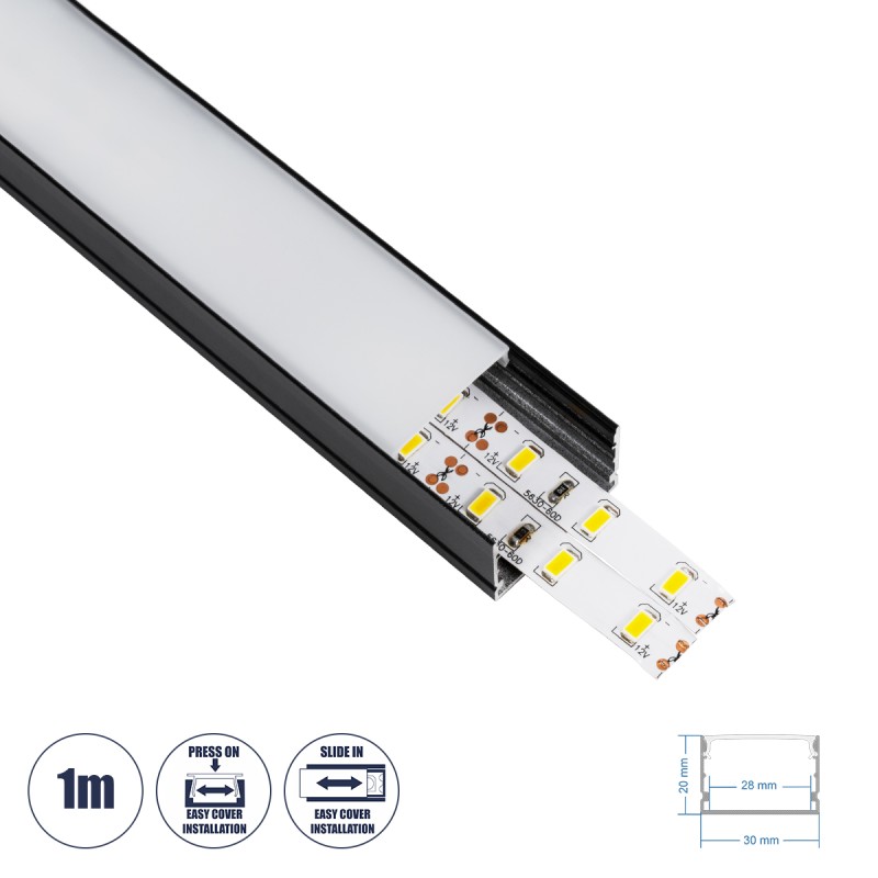 GLOBOSTAR® ALP-LINEAR VEXTA 70825-1M Επιφανειακό Προφίλ Αλουμινίου με Λευκό Γαλακτερό Πατητό Κάλυμμα για Ταινίες LED IP20 - Μαύρο & Λευκό - Μ100 x Π3 x Υ2cm GLOBOSTAR® ALP-LINEAR VEXTA 70825-1M Επιφανειακό Προφίλ Αλουμινίου με Λευκό Γαλακτερό Πατητό Κάλυμμα για Ταινίες LED IP20 - Μαύρο & Λευκό - Μ100 x Π3 x Υ2cm
