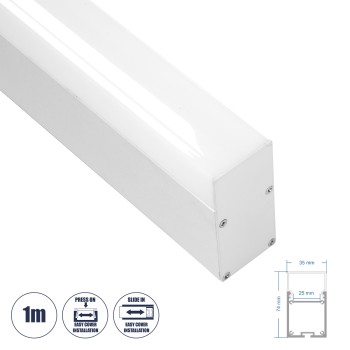 GloboStar® SURFACEPENDANT-PROFILE 70831-1M Προφίλ Αλουμινίου - Βάση & Ψύκτρα Ταινίας LED με Λευκό Γαλακτερό Κάλυμμα - Επιφανειακή & Κρεμαστή Χρήση - Πατητό Κάλυμμα - Λευκό - 1 Μέτρο - Μ100 x Π3.5 x Υ7.4cm GloboStar® SURFACEPENDANT-PROFILE 70831-1M Προφίλ Αλουμινίου - Βάση & Ψύκτρα Ταινίας LED με Λευκό Γαλακτερό Κάλυμμα - Επιφανειακή & Κρεμαστή Χρήση - Πατητό Κάλυμμα - Λευκό - 1 Μέτρο - Μ100 x Π3.5 x Υ7.4cm
