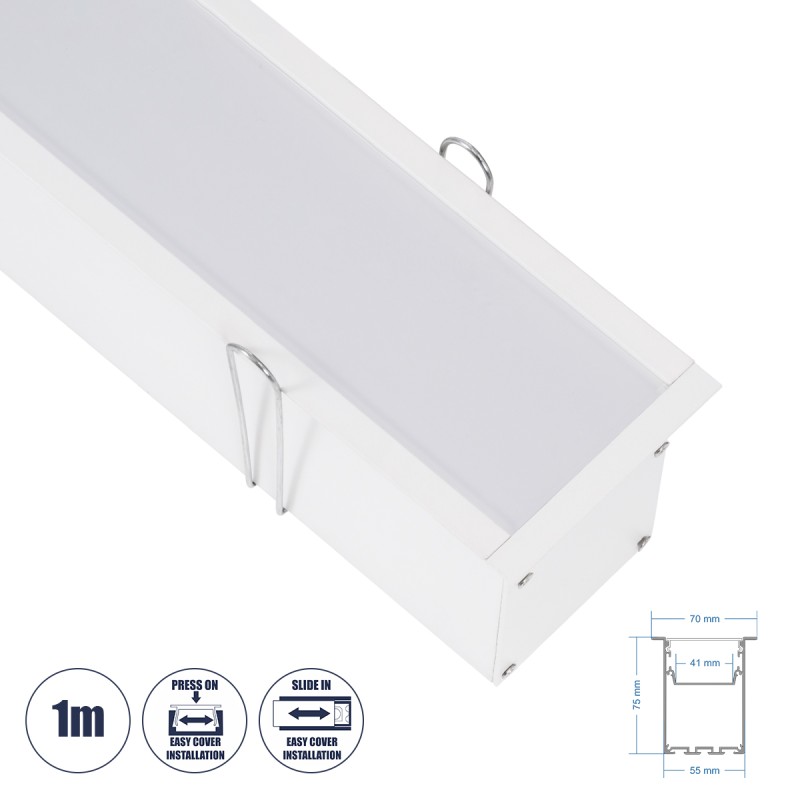 GloboStar® RECESS-PROFILE 70833-1M Προφίλ Αλουμινίου - Βάση & Ψύκτρα Ταινίας LED με Λευκό Γαλακτερό Κάλυμμα - Χωνευτή Χρήση - Πατητό Κάλυμμα - Λευκό - 1 Μέτρο - Μ100 x Π7.5 x Υ7cm GloboStar® RECESS-PROFILE 70833-1M Προφίλ Αλουμινίου - Βάση & Ψύκτρα Ταινίας LED με Λευκό Γαλακτερό Κάλυμμα - Χωνευτή Χρήση - Πατητό Κάλυμμα - Λευκό - 1 Μέτρο - Μ100 x Π7.5 x Υ7cm