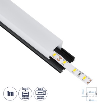 GloboStar® SURFACEPENDANT-PROFILE 70849-1M Προφίλ Αλουμινίου - Βάση & Ψύκτρα Ταινίας LED με Λευκό Γαλακτερό Κάλυμμα - Επιφανειακή & Κρεμαστή Χρήση - Πατητό Κάλυμμα - Μαύρο - 1 Μέτρο - Μ100 x Π2.6 x Υ2.3cm GloboStar® SURFACEPENDANT-PROFILE 70849-1M Προφίλ Αλουμινίου - Βάση & Ψύκτρα Ταινίας LED με Λευκό Γαλακτερό Κάλυμμα - Επιφανειακή & Κρεμαστή Χρήση - Πατητό Κάλυμμα - Μαύρο - 1 Μέτρο - Μ100 x Π2.6 x Υ2.3cm