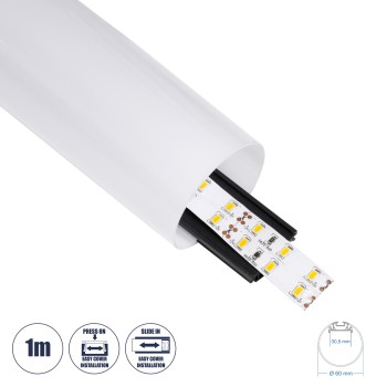 GLOBOSTAR® ALP-ROUND TUBIT 70856-1M Επιφανειακό & Κρεμαστό Προφίλ Αλουμινίου με Λευκό Γαλακτερό Πατητό Κάλυμμα για Ταινίες LED IP20 - Μαύρο & Λευκό - Μ100 x Π6 x Υ6cm GLOBOSTAR® ALP-ROUND TUBIT 70856-1M Επιφανειακό & Κρεμαστό Προφίλ Αλουμινίου με Λευκό Γαλακτερό Πατητό Κάλυμμα για Ταινίες LED IP20 - Μαύρο & Λευκό - Μ100 x Π6 x Υ6cm