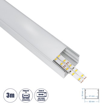 GLOBOSTAR® ALP-LINEAR INGROUND 70860-3M Ενδοδαπέδιο Προφίλ Αλουμινίου Ειδικό για Χωνευτή Χρήση σε Πεζοδρόμια & Δρόμους με Λευκό Γαλακτερό Πατητό Κάλυμμα Υψηλής Αντοχής & Ανθεκτικότητας σε Βάρος για Ταινίες LED IP65 - Ασημί & Λευκό - Μ300 x Π5  GLOBOSTAR® ALP-LINEAR INGROUND 70860-3M Ενδοδαπέδιο Προφίλ Αλουμινίου Ειδικό για Χωνευτή Χρήση σε Πεζοδρόμια & Δρόμους με Λευκό Γαλακτερό Πατητό Κάλυμμα Υψηλής Αντοχής & Ανθεκτικότητας σε Βάρος για Ταινίες LED IP65 - Ασημί & Λευκό - Μ300 x Π5