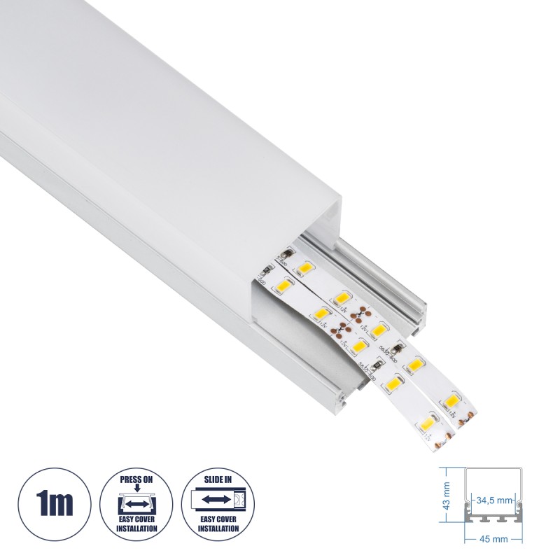 GloboStar® SURFACEPENDANT-PROFILE 70864-1M Προφίλ Αλουμινίου - Βάση & Ψύκτρα Ταινίας LED με Λευκό Γαλακτερό Κάλυμμα - Επιφανειακή & Κρεμαστή Χρήση - Πατητό Κάλυμμα - Ασημί - 1 Μέτρο - Μ100 x Π4.5 x Υ4.2cm GloboStar® SURFACEPENDANT-PROFILE 70864-1M Προφίλ Αλουμινίου - Βάση & Ψύκτρα Ταινίας LED με Λευκό Γαλακτερό Κάλυμμα - Επιφανειακή & Κρεμαστή Χρήση - Πατητό Κάλυμμα - Ασημί - 1 Μέτρο - Μ100 x Π4.5 x Υ4.2cm
