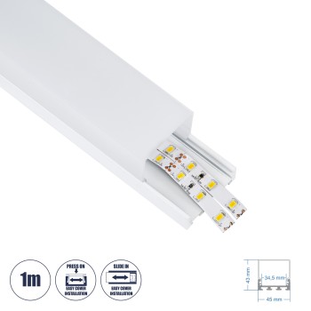 GloboStar® SURFACEPENDANT-PROFILE 70865-1M Προφίλ Αλουμινίου - Βάση & Ψύκτρα Ταινίας LED με Λευκό Γαλακτερό Κάλυμμα - Επιφανειακή & Κρεμαστή Χρήση - Πατητό Κάλυμμα - Λευκό - 1 Μέτρο - Μ100 x Π4.5 x Υ4.2cm GloboStar® SURFACEPENDANT-PROFILE 70865-1M Προφίλ Αλουμινίου - Βάση & Ψύκτρα Ταινίας LED με Λευκό Γαλακτερό Κάλυμμα - Επιφανειακή & Κρεμαστή Χρήση - Πατητό Κάλυμμα - Λευκό - 1 Μέτρο - Μ100 x Π4.5 x Υ4.2cm
